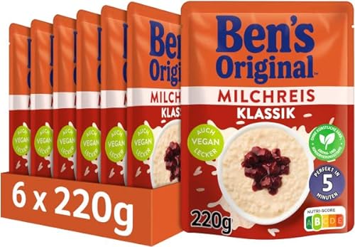 BEN'S ORIGINAL Express Reis Milchreis Klassik, vegetarisch und vegan, Fertiggericht, 6 Packungen (6 x 220g) von Ben's Original