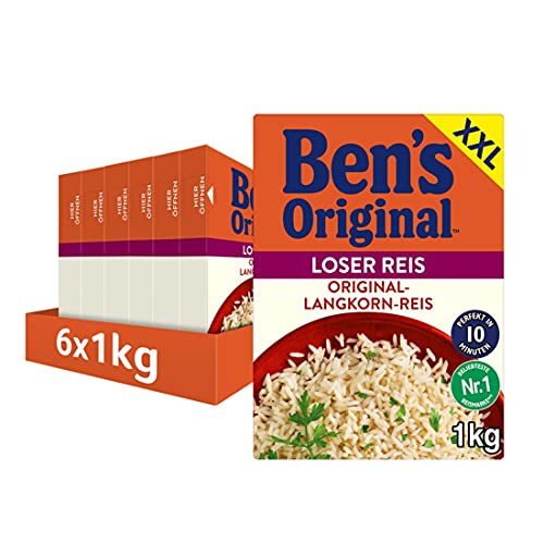 BEN’S ORIGINAL Ben's Original Original Langkorn Reis Lose 10-Minuten, 6 Packungen (6 x 1kg) von Ben's Original