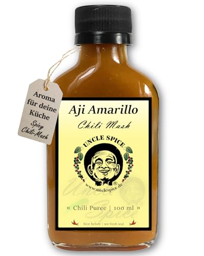 UNCLE SPICE® Aji Amarillo Chili Mash, 100ml Chili-Püree im Glas, 82% tropisch-fruchtige Chili als fermentiertes Konzentrat, Gewürzsauce - MILD SCHARF von Uncle Spice