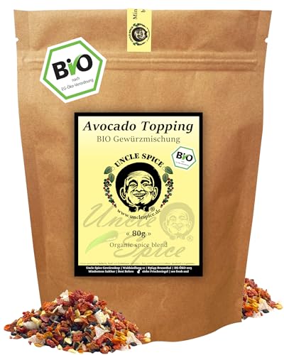 UNCLE SPICE® Avocado Topping - BIO Gewürzmischung - 80g feine Gewürzkomposition für Avocado-Gerichte in Premiumqualität - Gewürzmischung mit frischen, würzigen und leicht pikanten Noten – DE-ÖKO-005 von Uncle Spice