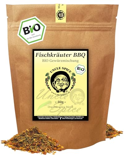 UNCLE SPICE® Fischkräuter BBQ - BIO Gewürzmischung - 80g feine Gewürzkomposition für Fisch & Meeresfrüchte in Premiumqualität - Aromatische Kräuter-Gewürzmischung mit mediterranen Noten – DE-ÖKO-005 von Uncle Spice