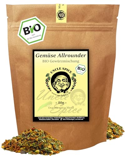 UNCLE SPICE® Gemüse Allrounder - BIO Gewürzmischung - 80g fein abgestimmte Würzmischung für vielseitige Gemüsegerichte in Premiumqualität – Aromatisch, würzig und harmonisch abgestimmt – DE-ÖKO-005 von Uncle Spice