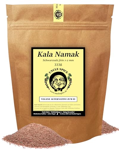 UNCLE SPICE® KALA NAMAK Salz aus Indien - 333g Schwarzsalz, Original Himalaya Schwarzsalz Blacksalt - Gourmetsalz, Steinsalz, Schwarzsalz als vegane Alternative zum Ei, Geschenkidee von Uncle Spice