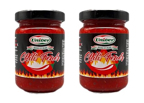 Univer Sparset Chili-Feuer 2 x 150g (Glas), Scharfe Chilipaste aus Ungarn, für Liebhaber Feuriger Genüsse von Univer Product Zrt.