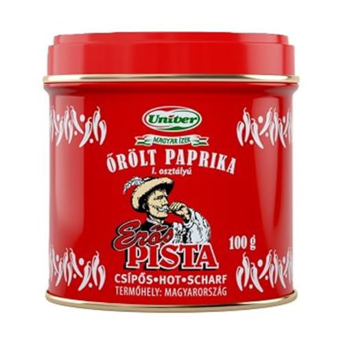 Univer Erös Pista Paprika Pulver in Dekorativer Dose, 100g - Scharf & Aromatisch - Souvenir aus Ungarn von Univer