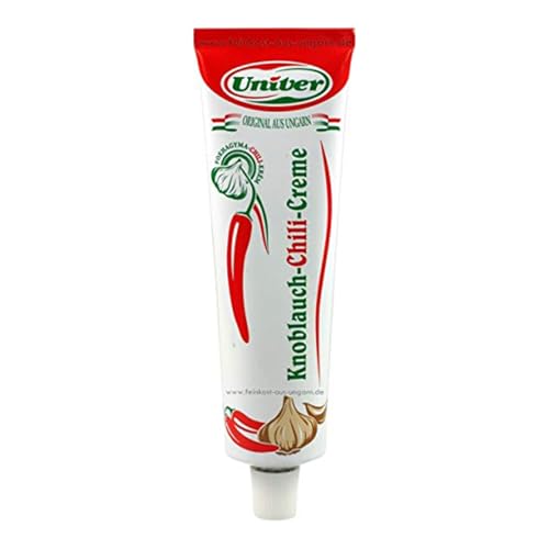 Univer Knoblauchcreme Chili 160g Tube - Scharfe Knoblauchpaste mit Chili - Ideal für Grillfleisch, Dips & Saucen - Würzig & Vielseitig von Univer