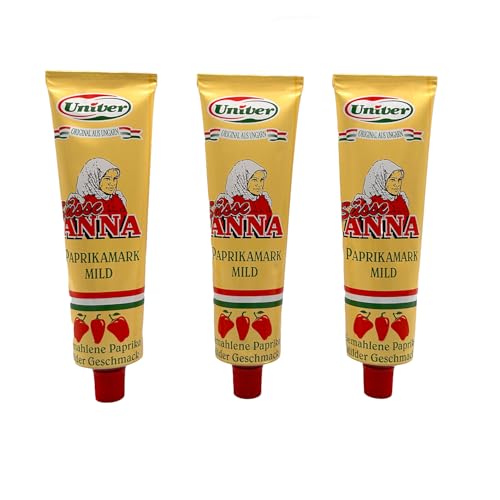 Univer Sparset Süsse Anna Paprikamark mild – 3 x 160g Tube - Ungarische Paprika Creme, mild und aromatisch, ideal zum Würzen und Garnieren von Univer