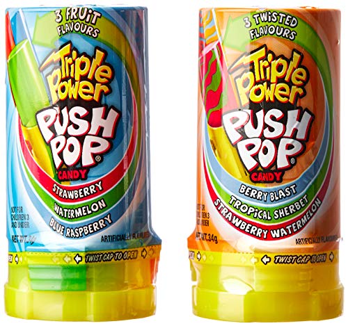 Topps Triple Power Push Pop Fruit Candy, 16 x 34 Gramm von Universal Candy