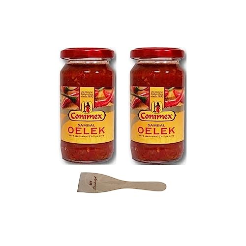 Conimex Sambal Oelek (scharfe Chilipaste) 325 ml (2er-Pack) mit individuellem Speader von Up Arrow