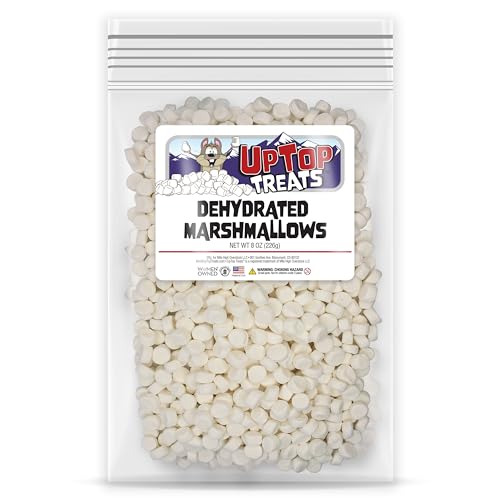 Dehydrierte Vanille-Marshmallow-Scheiben, halbes Pfund Großpackung mit scheibenförmigen, getrockneten Vanille-Marshmallows für heiße Schokolade, Müsli-Marshmallows oder als Eiscreme-Toppings (237 ml) von UpTop Treats