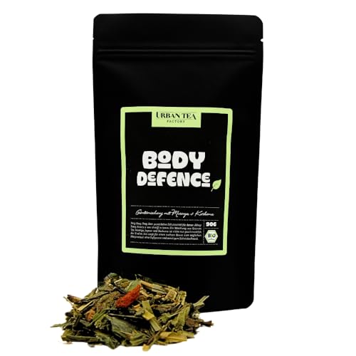 Urban Tea Factory | Bio Teemischung | Body Defence | Bio Grünteemischung mit Moringa & Kurkuma im Violettglas | 35g | loser Premium Bio-Tee | 100% natürlich | vegan von Urban Tea Factory