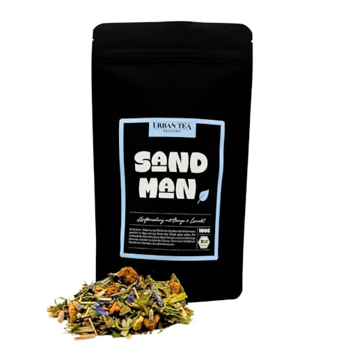 Urban Tea Factory | Bio Teemischung | Sandman | Bio Rooibosteemischung mit Orange & Lavendel im Violettglas | 100g | loser Premium Bio-Tee | 100% natürlich | vegan von Urban Tea Factory