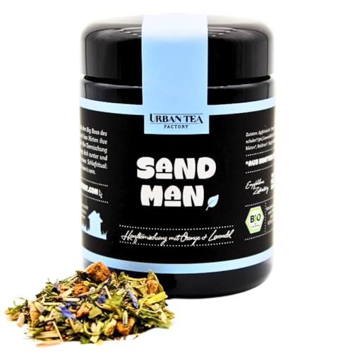 Urban Tea Factory | Bio Teemischung | Sandman | Bio Rooibosteemischung mit Orange & Lavendel im Violettglas | 50g | loser Premium Bio-Tee | 100% natürlich | vegan von Urban Tea Factory