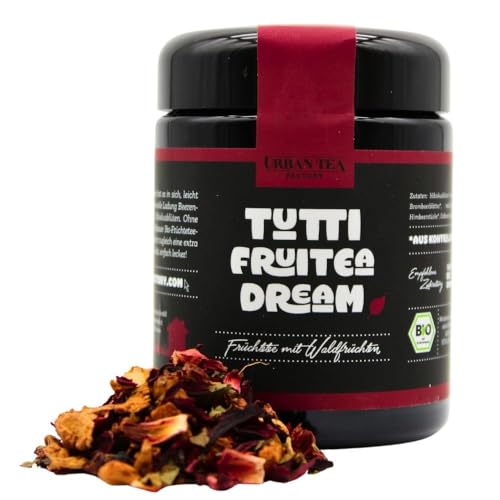 Urban Tea Factory | Bio Teemischung | Tutti Fruitea Dream | Bio Früchtetee mit Waldfrüchten im Violettglas | 50g | loser Premium Bio-Tee | 100% natürlich | vegan von Urban Tea Factory