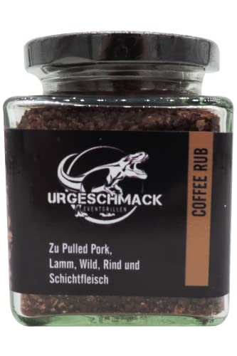 Urgeschmack Eventgrillen Coffee Rub BBQ 130g (Gewürzmischung für Pulled Pork, Schichtfleisch, Schmorgerichte) Trockenmarinade mit Raucharoma, Hergestellt nach eigener Rezeptur von Urgeschmack Eventgrillen