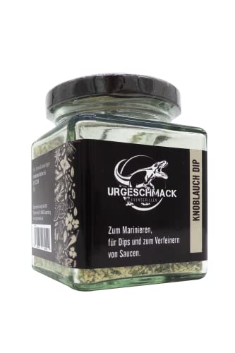 Urgeschmack Eventgrillen "Knoblauch Dip" 105 g im Glas ( spanische Gewürzmischung, milder Knoblauch Dip, Brotaufstrich, Marinieren und zum Verfeinern von Saucen, Garnelen, Scampis, ) 1er Pack von Urgeschmack Eventgrillen