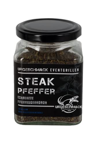 Urgeschmack Eventgrillen Steakpfeffer 165g im Glas ( Exquisite Pfeffermischung, für Steaks, Kochen, würzen, gegrilltem, Gewürzmischung in Premium Qualität, grob gestoßen ) 1er Pack von GREAT BRITISH TRADING LIMITED