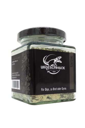 Urgeschmack Eventgrillen Tzatziki Gewürz 105 g im Glas ( Premium Gewürzmischung, griechisches Gewürz für Dips, Brot, Kartoffelspalten und Gyros ) 1er Pack von Urgeschmack Eventgrillen