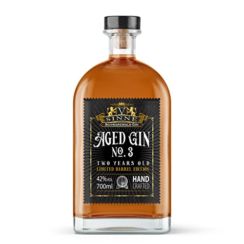 Fassgereifter Gin in limitierter Edition nur 666 Stück | V-SINNE Gin Aged Gin No.3 | 2 Jahre im Maulbeerbaum Fass gereift | 42% vol. 700 ml von V-SINNE