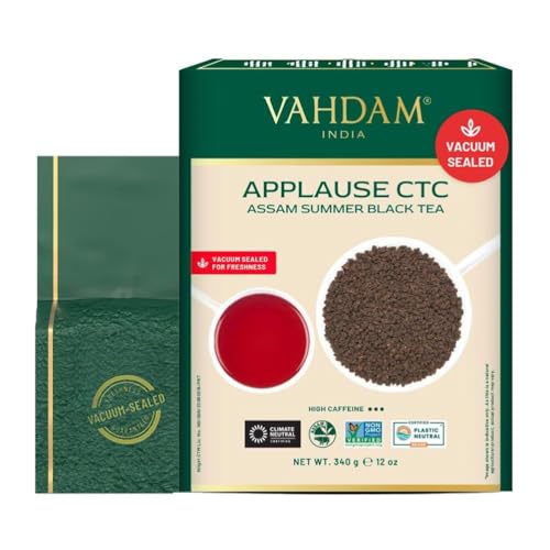 VAHDAM, Applause CTC Assam Summer Schwarz Tee (340g) Loser Blätter Schwarzer tee | Stark, Malzig & Reichhaltig | 100% Natürliche Inhaltsstoffe - Direkt Von Der Quelle | Aufbrühen Heißen/Eistee von VAHDAM