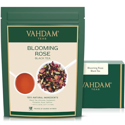 VAHDAM, Blooming Rose Schwarz Tee (100g) Loser Blätter Schwarzer tee | Köstlicher & Aromatischer | 100% Natürliche Inhaltsstoffe - Direkt Von Der Quelle In Indien | Aufbrühen Heißen/Eistee von VAHDAM