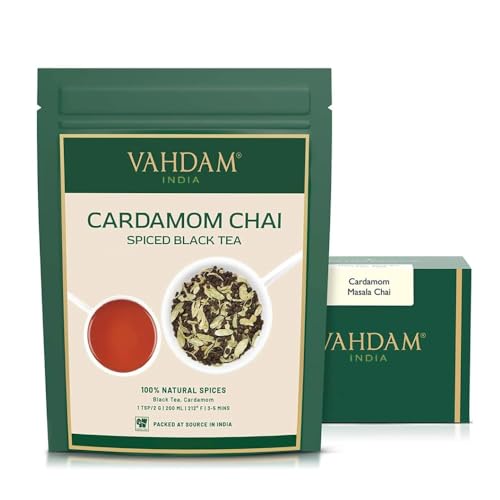 VAHDAM, Cardamom Chai Spiced Black Tea (200g) Gewürzter Chai-Tee | Indiens traditioneller Kardamom-Tee | Frisch & Direkt Von Der Quelle In Indien | Masala Chai Tee, Chai Latte von VAHDAM