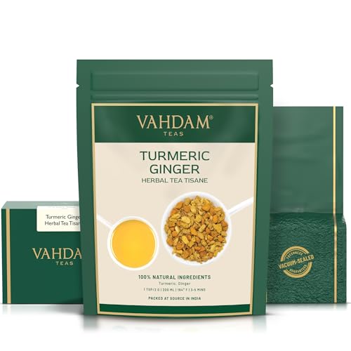 VAHDAM, Kurkuma Ingwer Kräutertee Tisane (100g) 100% Natürliche Zutaten | Kurkuma Tee Und Ingwer Tee | Als Heiß- Oder Eistee Aufbrühen | Loser Tee von VAHDAM