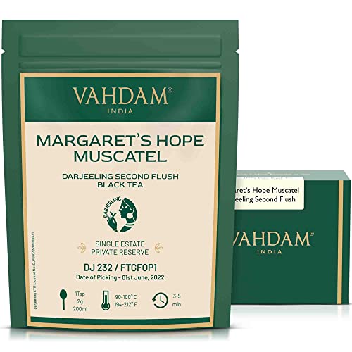 VAHDAM, Margaret's Hope Darjeeling Second Flush Schwarztee 2022 | 3,53oz/100g, 100% reiner unvermischter Darjeeling Schwarzer loser Blatt-Tee | Frische Sommerernte | Brüht 50+ Tassen von VAHDAM