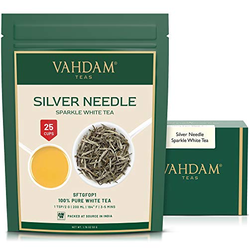 VAHDAM, Silver Needle Weißer Tee, Lose Blätter (50g, 25 Tassen) | 100% NATÜRLICHE Weiße Teeblätter | Koffeinfrei von VAHDAM