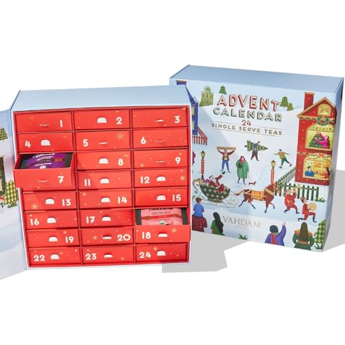 VAHDAM, Tee Adventskalender 2024-120 Teebeutel | 24 Teebeutel Preisgekrönter Weihnachtstee | Adventskalender Tee 2024, Weihnachtskalender Tee von VAHDAM