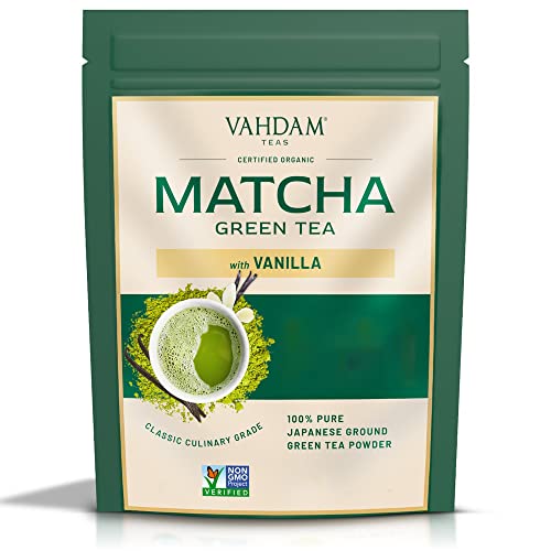 VAHDAM, Vanille Matcha Teepulver (25 g) 100% Reines Matcha-Teepulver japanischen Ursprungs - Japanisches Matcha-Pulver mit 100% natürlicher Vanille | Brauen Sie köstlichen Vanille-Matcha-Latte von VAHDAM