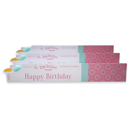 DEIN TEELICHT/Happy Birthday/Kerzenschein & Teegenuß / 3er-Set von VALINA