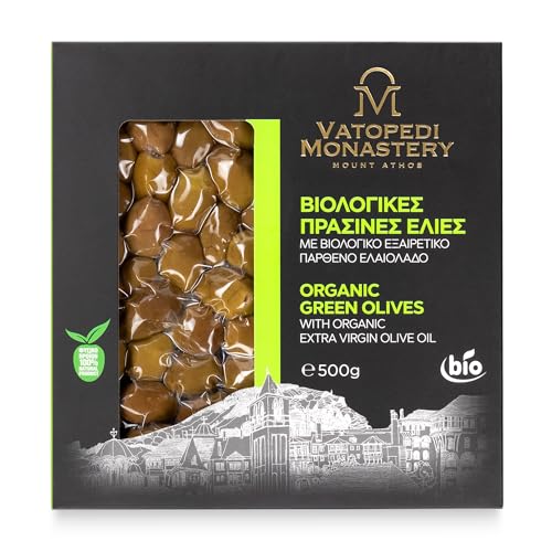 Bio-Grüne Oliven aus den alten Hainen des Vatopedi-Klosters, Mount Athos - 500g von VATOPEDI MONASTERY