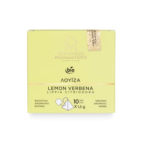 Bio-Lemon-Verbenen-Tee mit aromatischen Kräutern vom Berg Athos (Lippia Citriodora) – von Mönchen handgepflückt & getrocknet – 10 Pyramidenteebeutel – 15g von VATOPEDI MONASTERY