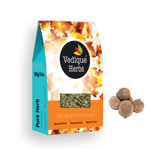 VEDIQUE HERBS Bio-Bibhitaki-Frucht (Terminalia belerica) – 250 g | roh, roh, getrocknet | T-Schnitt | Premium-Qualität von VEDIQUE HERBS