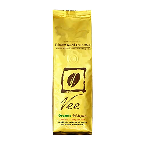 VEE Organic ÄTHIOPIEN 'Mocca Yirgacheffe' 250g Medium/light body, Würzig mit Frucht- und Blütenduft, Blütenduft, Filterkaffee, Frühstückskaffee, 3/5 Fülle, 5/5 Edle Säure, 4/5 Aroma von VEE