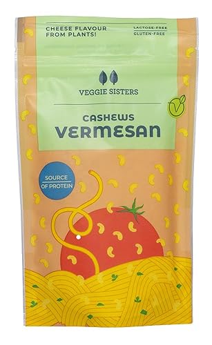 Vegan Parmesan Gerieben 90 g - Veganer Käse aus Cashew - Parmesankäse Glutenfrei und Laktosefrei - Streukäse Frei von Zusatzstoffen und Künstlichen Aromen von VEGGIE SISTERS