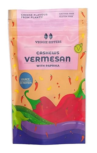 Vegan Parmesan Gerieben 90 g - Veganer Käse aus Cashew mit Paprika - Parmesankäse Glutenfrei - Streukäse Frei von Zusatzstoffen und Künstlichen Aromen von VEGGIE SISTERS