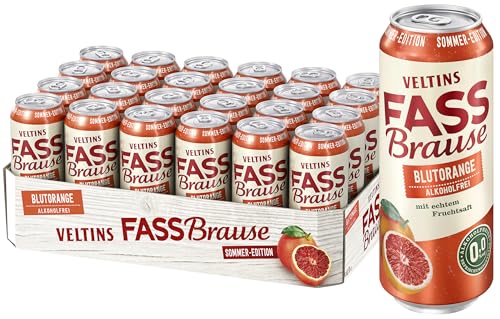 VELTINS Fassbrause Blutorange Alkoholfrei, EINWEG (24 x 0.5 l Dose) von VELTINS FASS Brause