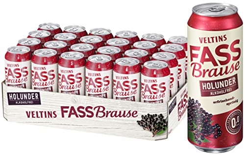 VELTINS Fassbrause Holunder Alkoholfrei, EINWEG (24 x 0.5 l Dose) von VELTINS FASS Brause