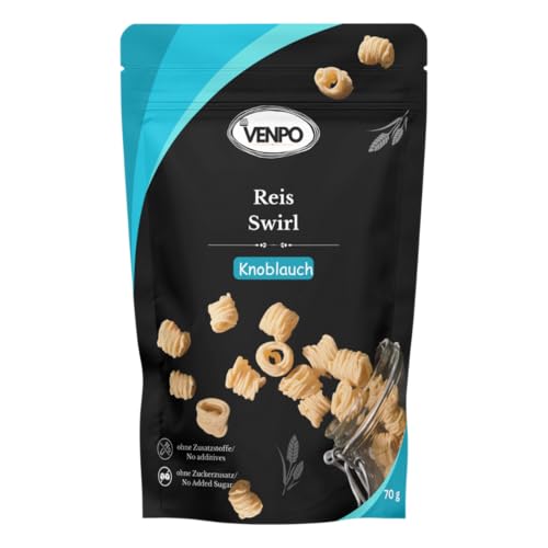 Rice chips, VENPO reis swirl, Reiscracker, Knoblauch, Indian Snack, Super crunchy, as a pure snack with families von VENPO