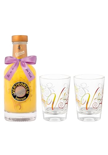 Bundle mit 0,2 L VERPOORTEN AMARETTO APRICOT Eierlikör 17 %vol und 2 VERPOORTEN Designgläser von VERPOORTEN ORIGINAL