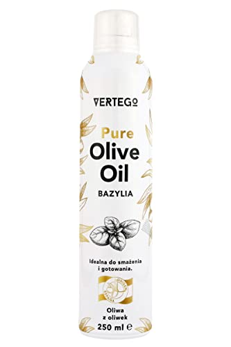 VERTEGO Nativ Olivenöl Spray - Non Stick Olive Oil Cooking Spray - Öl Spray Sprühöl zum kochen - Trennspray zum backen - Ölspray zum kochen - Backspray Trennspray Grill - 1 x 250 ml - Basilikum von VERTEGO