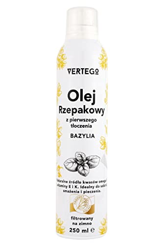 VERTEGO Nativ Rapsöl Spray - Non Stick Oil Sprayer - Ölspray zum kochen - Backtrennspray für Kuchenform - Backspray Trennspray zum backen - Grill - Vegan und Keto freundlich - 1 x 250 ml - Basilikum von VERTEGO