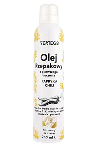 VERTEGO Nativ Rapsöl Spray - Non Stick Oil Sprayer - Ölspray zum kochen - Backtrennspray für Kuchenform - Backspray Trennspray zum backen - Grill - Vegan und Keto freundlich - 1 x 250 ml - Chili von VERTEGO