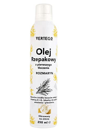 VERTEGO Nativ Rapsöl Spray - Non Stick Oil Sprayer - Ölspray zum kochen - Backtrennspray für Kuchenform - Backspray Trennspray zum backen - Grill - Vegan und Keto freundlich - 1 x 250 ml - Rosmarin von VERTEGO