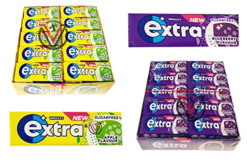 VIMIX Wrigley's Extra zuckerfreies Kaugummi | Extra Blueberry & Extra Apple Pick any Flavour & Number of Packs von VIMIX
