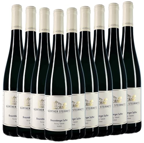 Brauneberger Juffer Riesling Kabinett Günther Steinmetz Weißwein 9 x 0,75l VINELLO - 9 x Weinpaket inkl. kostenlosem VINELLO.weinausgießer von VINELLO