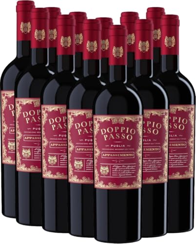 Doppio Passo Appassimento Puglia IGT CVCB Rotwein 12 x 0,75l VINELLO - 12 x Weinpaket inkl. kostenlosem VINELLO.weinausgießer von VINELLO