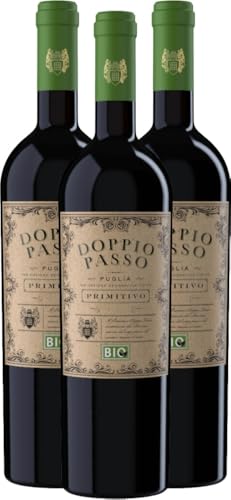 Doppio Passo Bio Primitivo Puglia IGT - CVCB Rotwein 3 x 0,75l VINELLO - 3 x Weinpaket inkl. kostenlosem VINELLO.weinausgießer von VINELLO